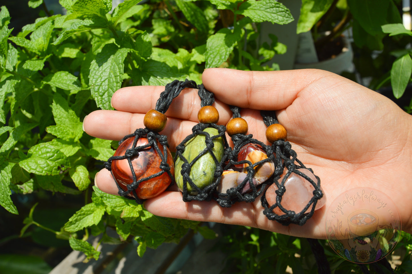 Interchangeable Macrame Pouches - Crystal Pouch Necklace