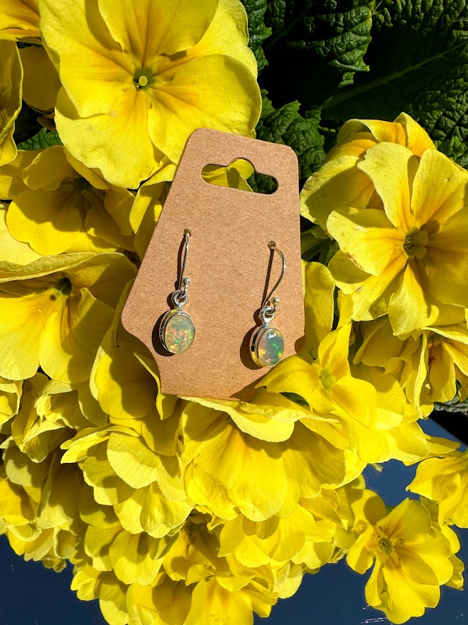 Ethiopian Opal Sterling Silver Dangled Earrings