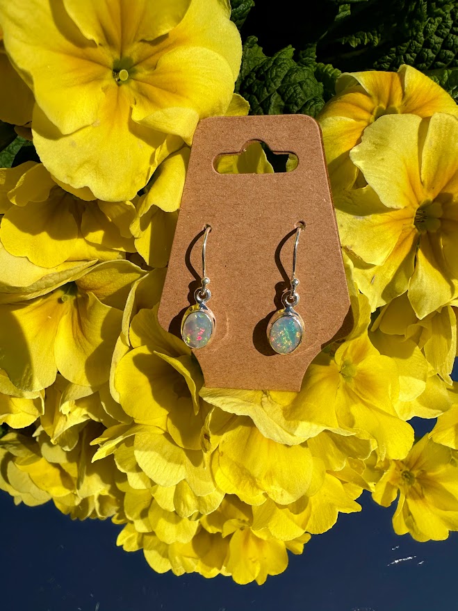 Ethiopian Opal Sterling Silver Dangled Earrings