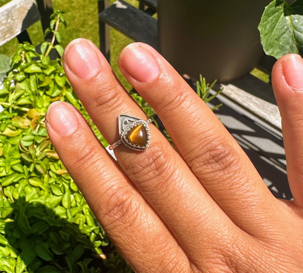 Tiger Eye Sterling Silver Ring Size 5