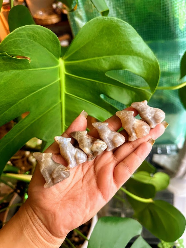 Wolf Crystal Carvings Moonstone