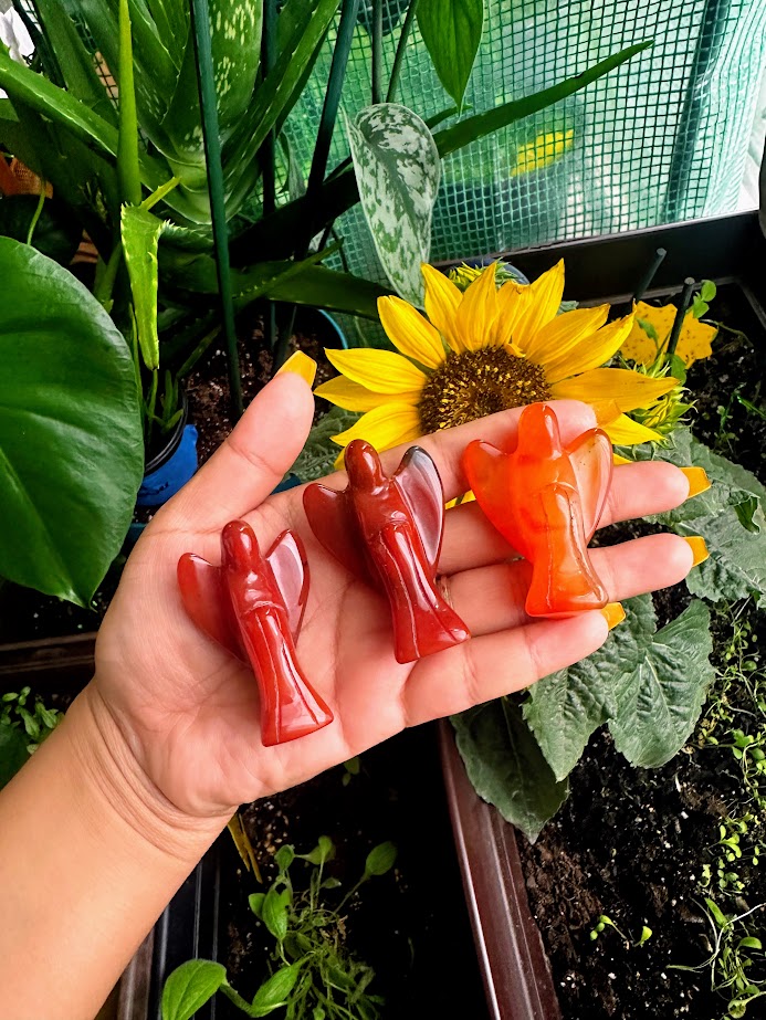 Carnliean Angel Crystal Carvings