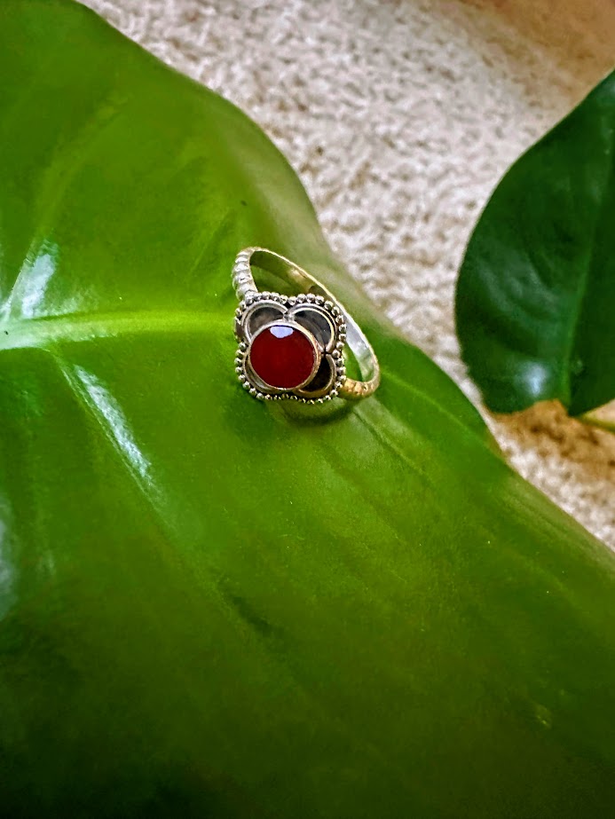 Carnelian Sterling Silver Ring Size 8