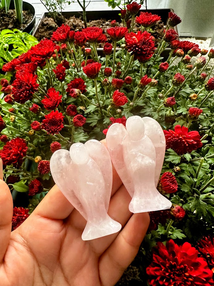Rose Quartz Angel Crystal Carvings