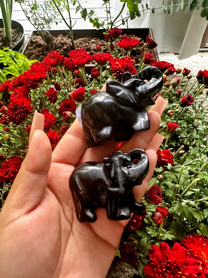 Black Obsidian Elephant