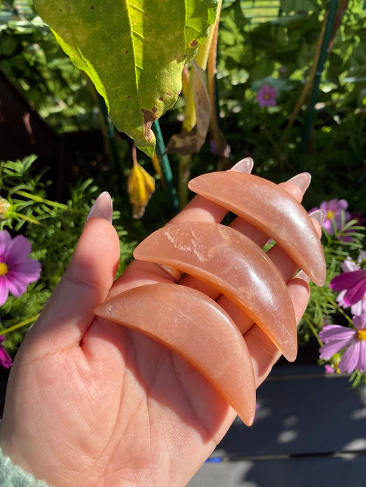 Peach Moonstone Moon Crystal carvings
