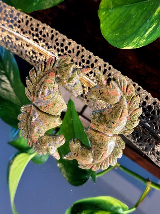 Unakite Unicorn Crystal Carving