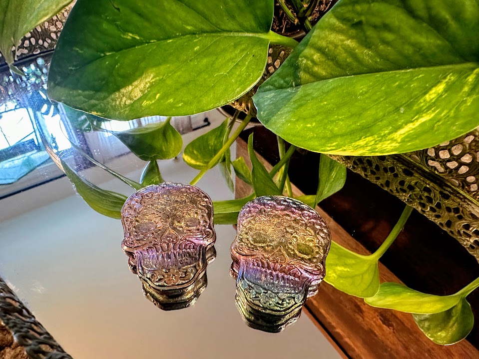 Bismuth Skull Crystal Carving