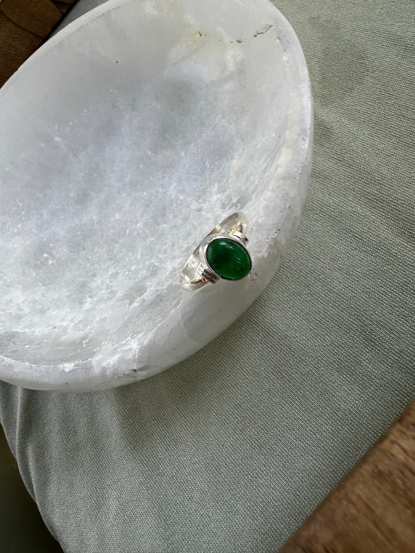 Emerald Sterling Silver Ring size 7