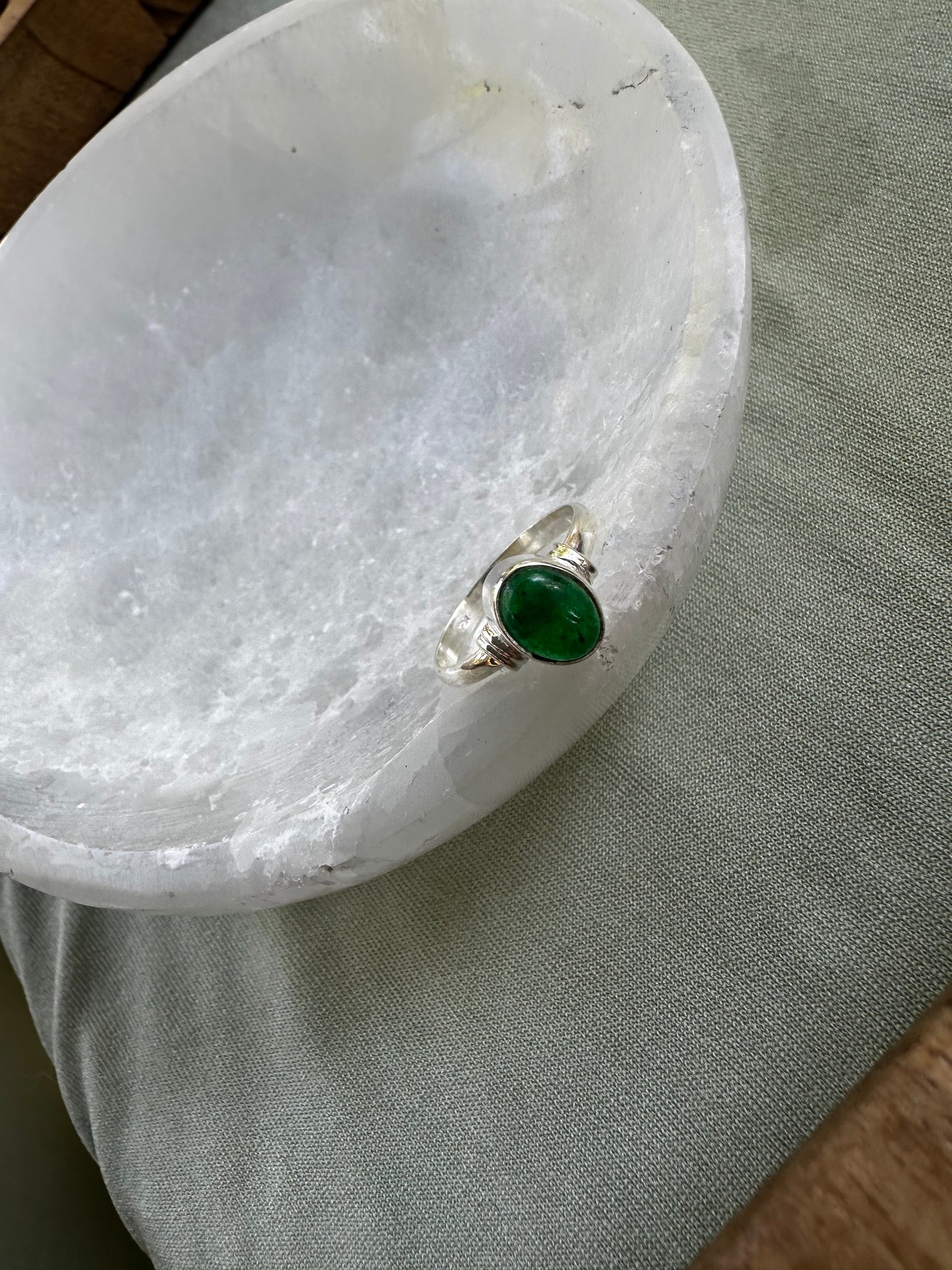 Emerald Sterling Silver Ring size 7