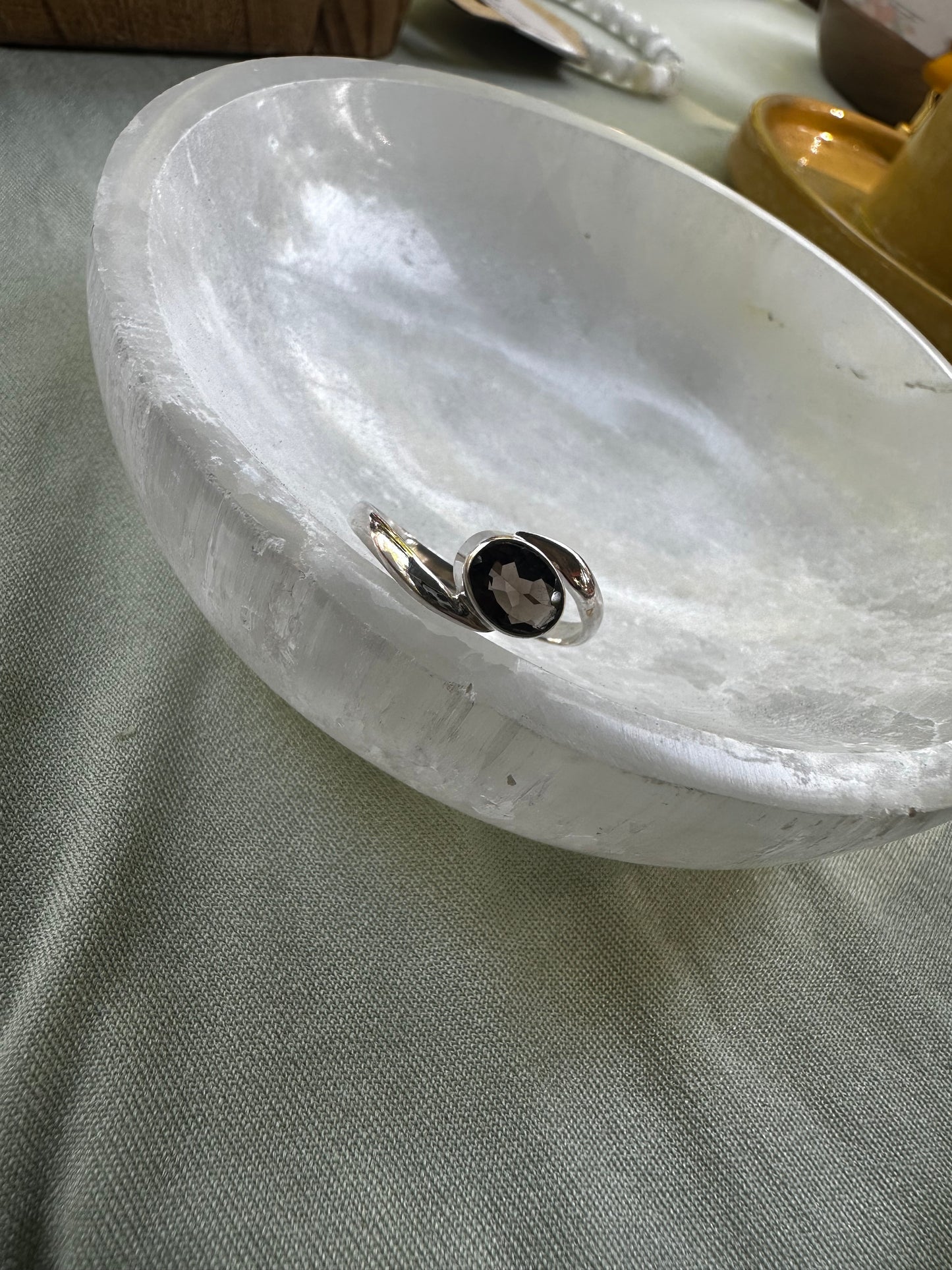 Smokey Quartz Sterling Silver Ring Size 9