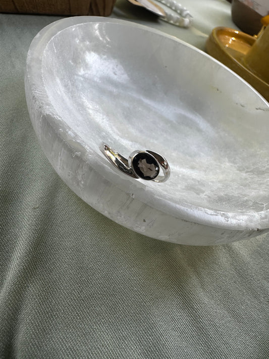 Smokey Quartz Sterling Silver Ring Size 9