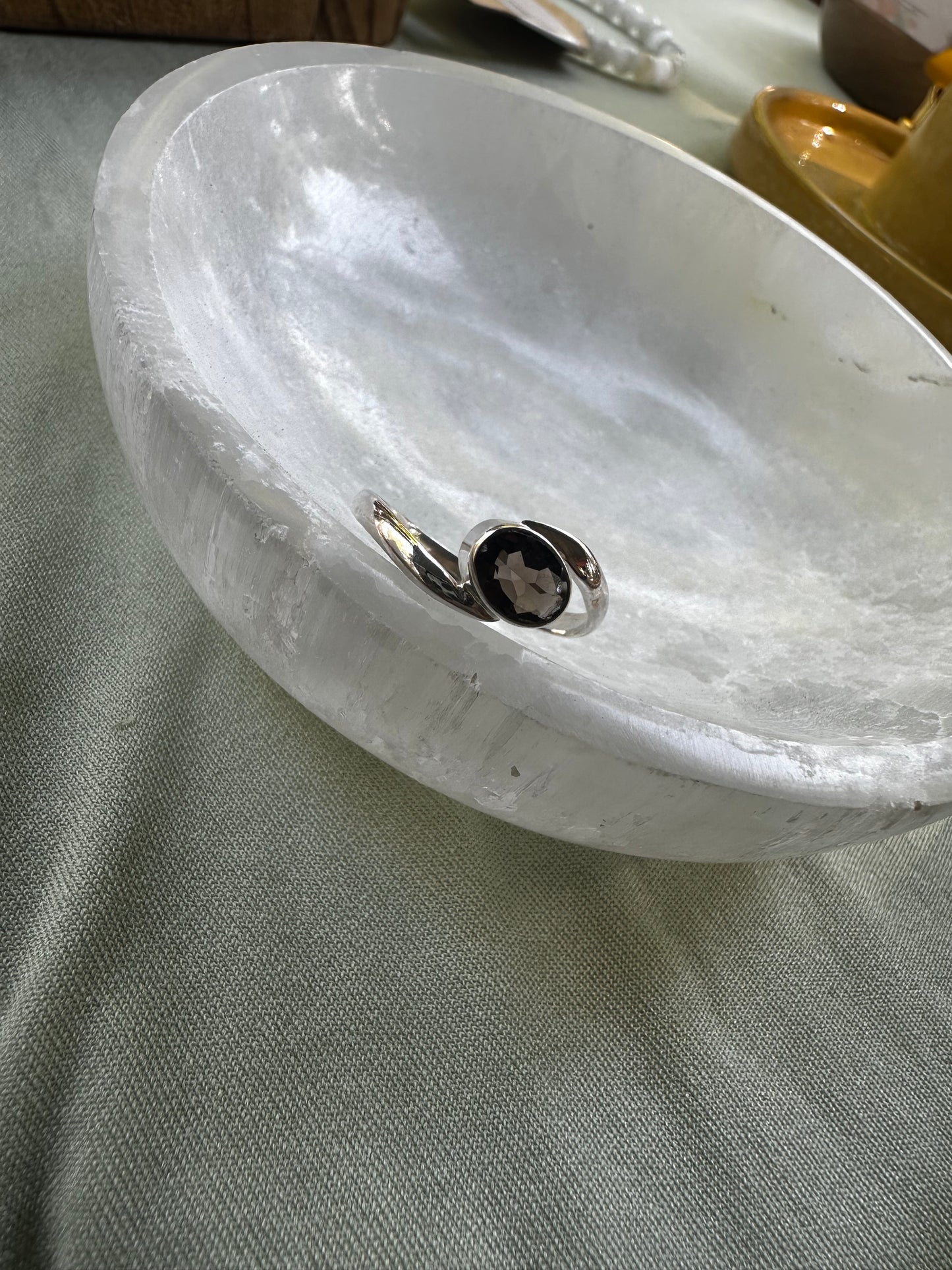 Smokey Quartz Sterling Silver Ring Size 9