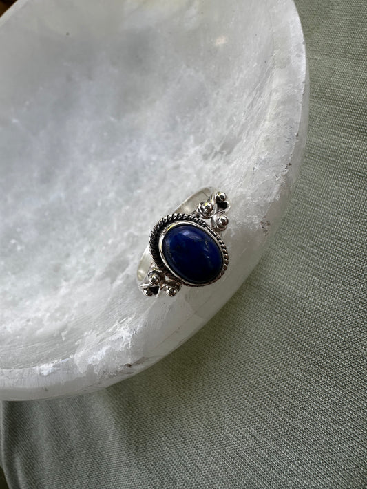 Lapis Lazuli Sterling Silver Ring Size 7
