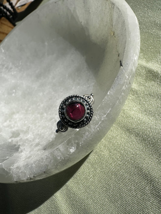 Garnet Sterling Silver Ring Size 7