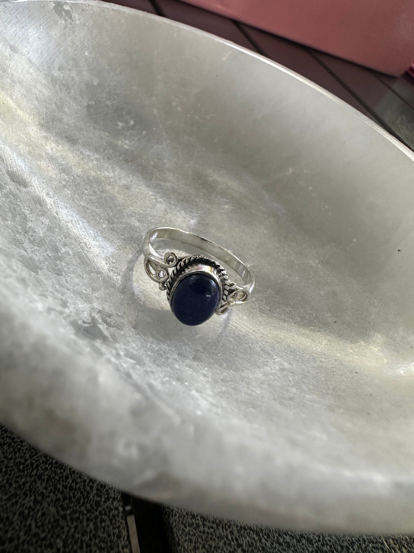 Lapis Lazuli Sterling Silver Ring Size 7.5