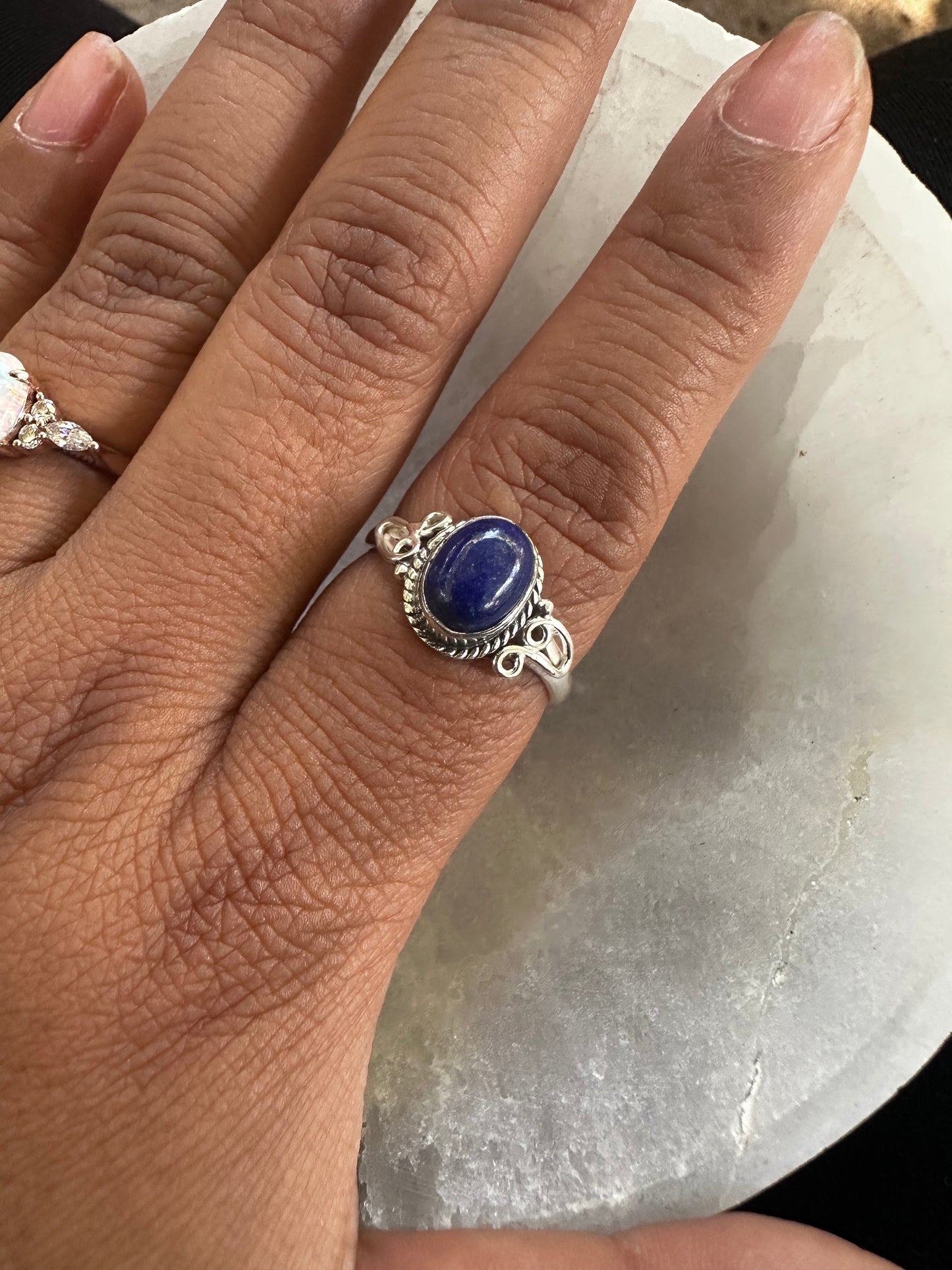 Lapis Lazuli Sterling Silver Ring Size 7.5