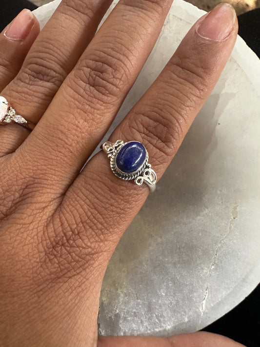 Lapis Lazuli Sterling Silver Ring Size 7.5