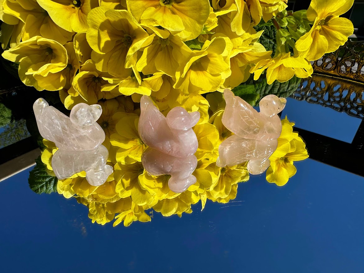 Rose Quartz Ducks Carving