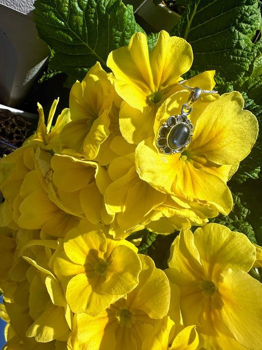 kyanite Flower Sterling Silver Necklace