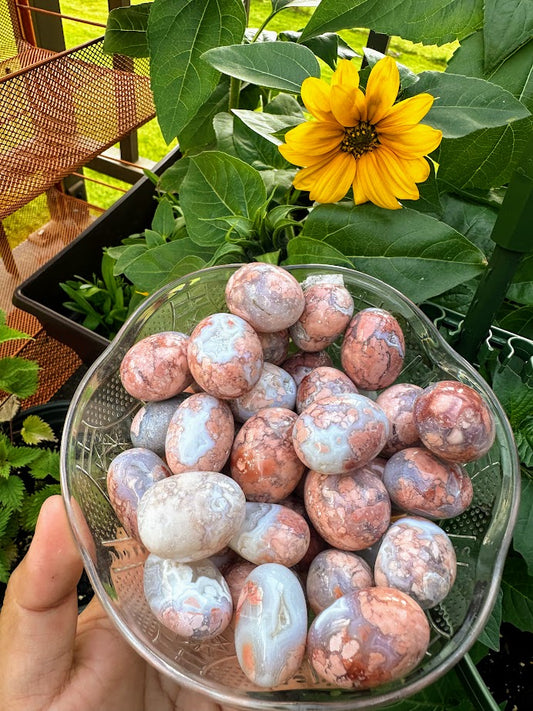 Flower Agate Tumbles-Rare Pink