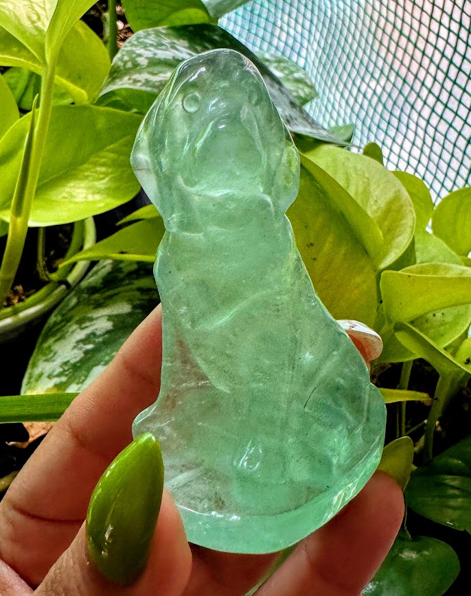 Fluorite Dog Crystal Carving