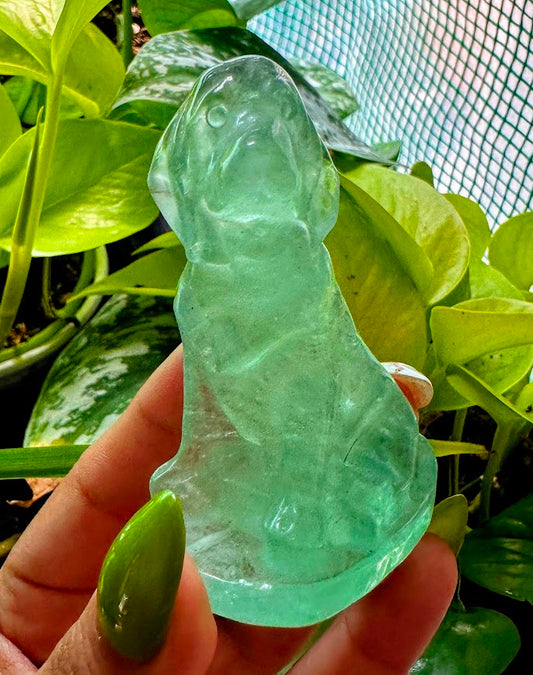 Fluorite Dog Crystal Carving