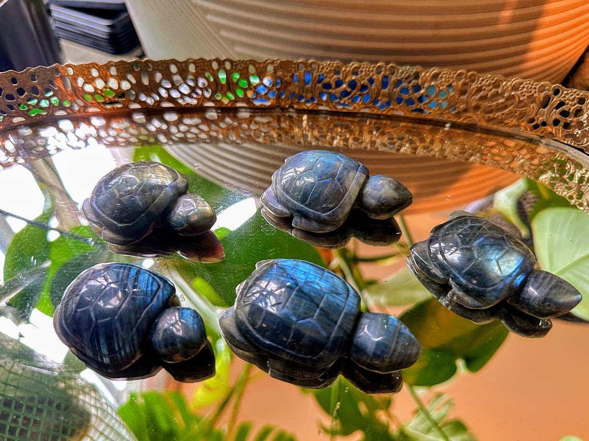 Labradorite Turtle Crystal Carving