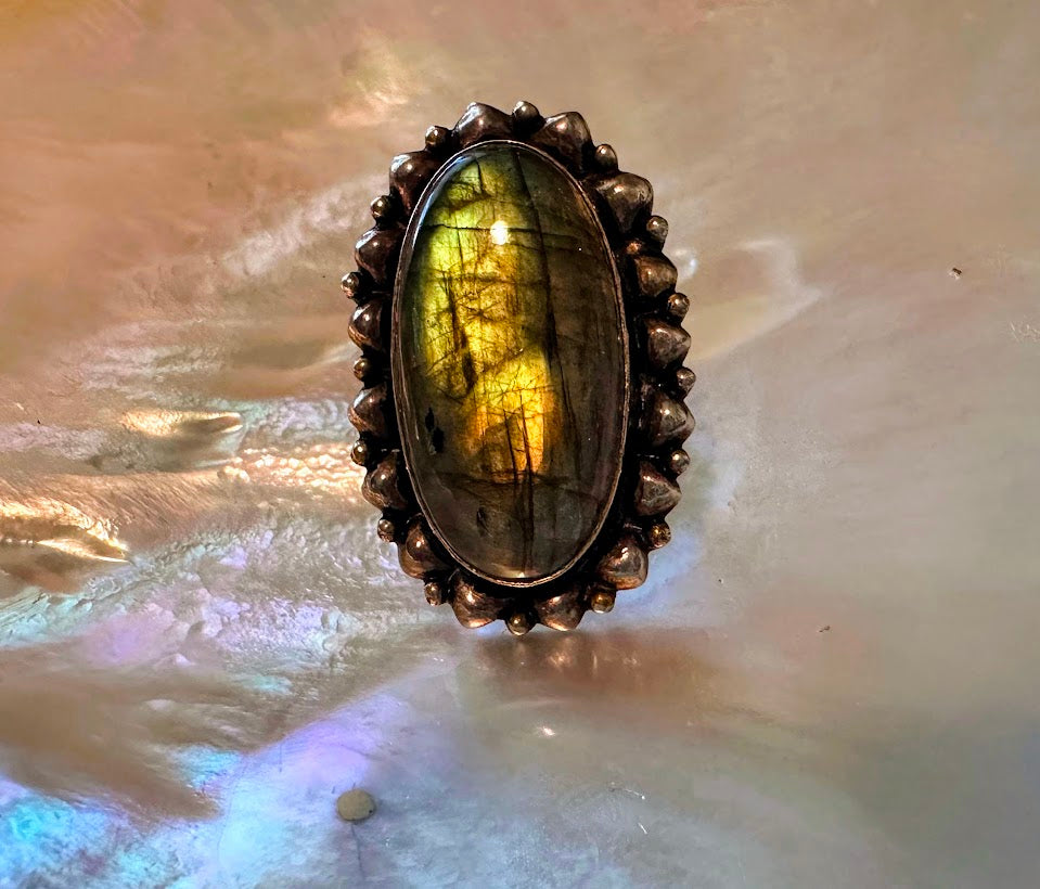 Labradorite Sterling Silver Ring Size 6