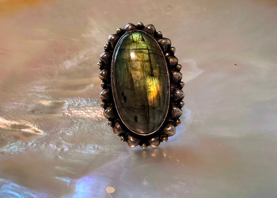 Labradorite Sterling Silver Ring Size 6