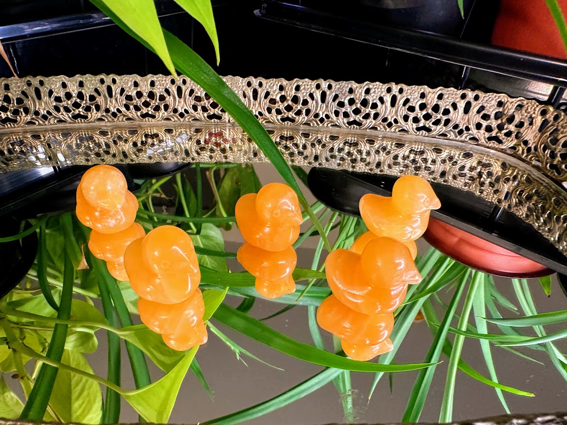 Duck Crystal Carving Orange Calcite