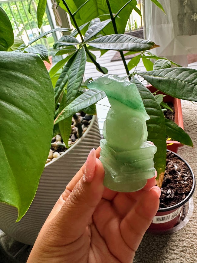 Green Aventurine Crow Carving