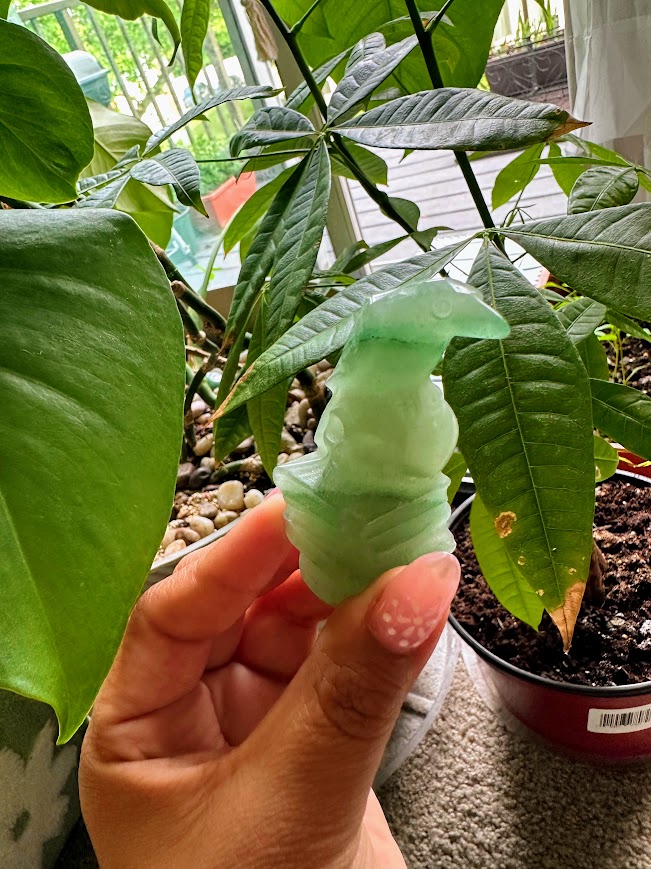 Green Aventurine Crow Carving
