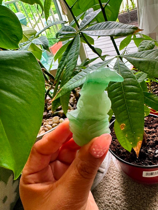 Green Aventurine Crow Carving