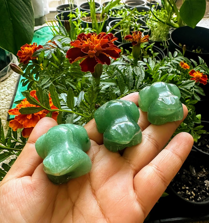 Green Aventurine Frog Animal Carving