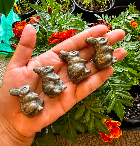 Pyrite Bunny Crystal Carving