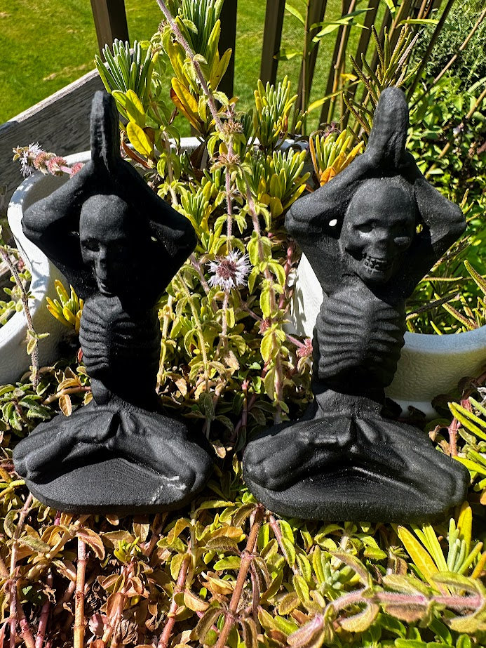 Black Obsidian Skeleton Yoga Pose