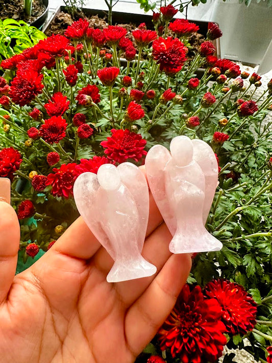 Rose Quartz Angel Crystal Carvings