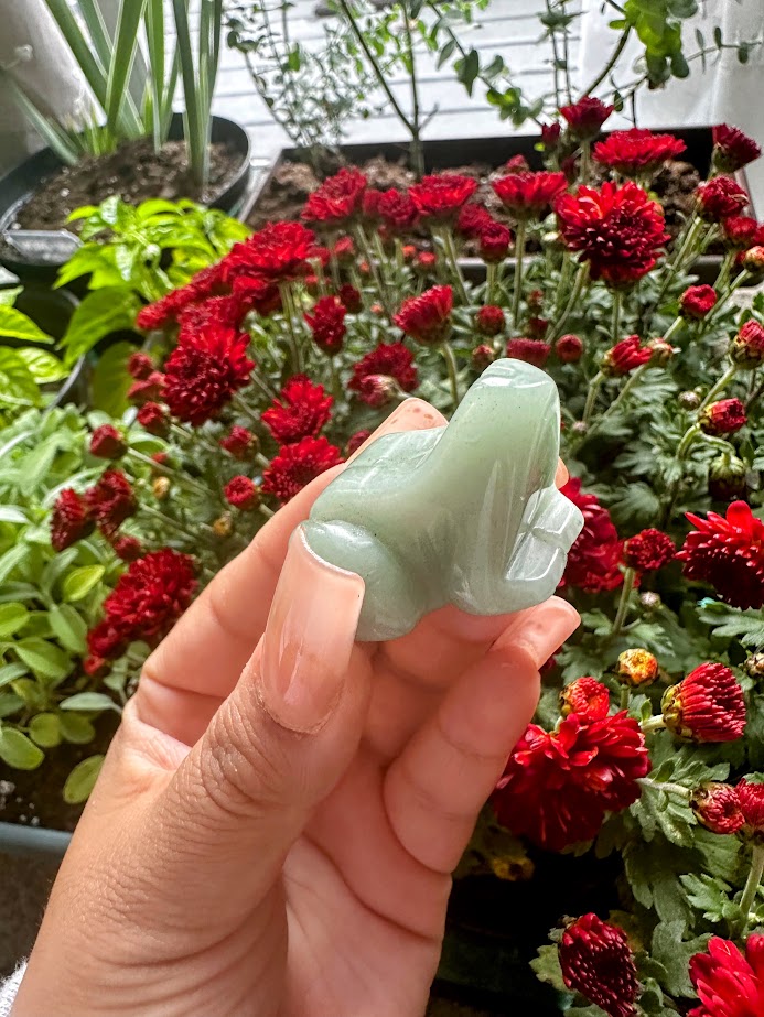 Green Aventurine Frog Animal Carving