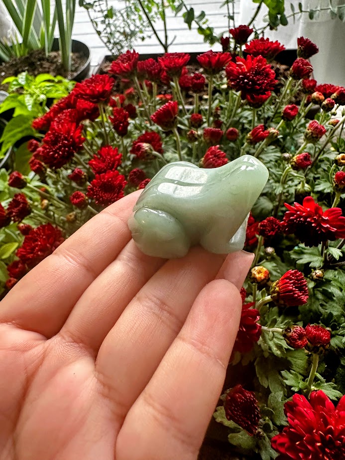 Green Aventurine Frog Animal Carving