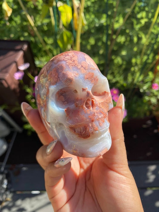 Pink Agate Crystal Skull