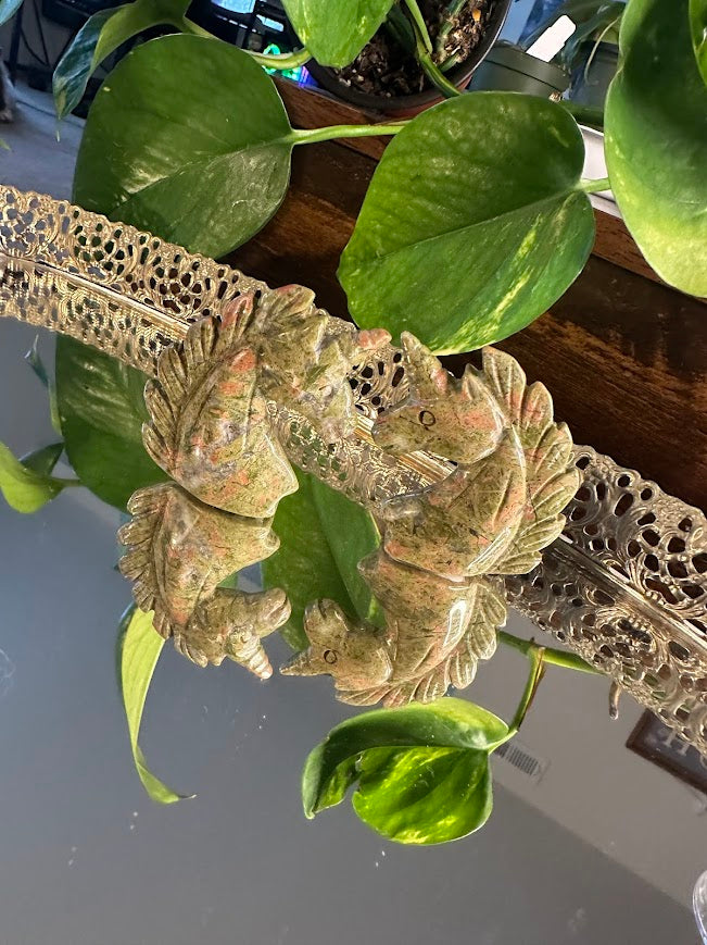 Unakite Unicorn Crystal Carving