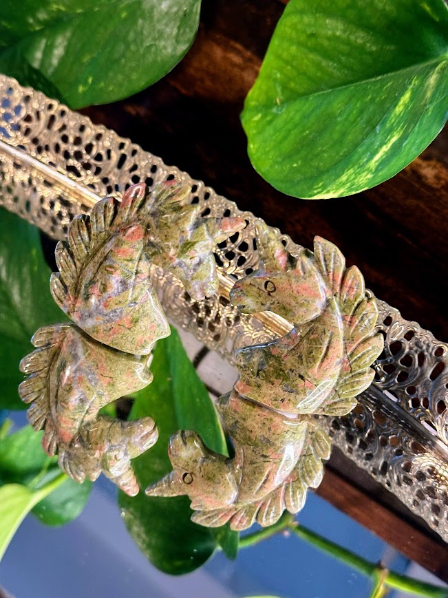 Unakite Unicorn Crystal Carving