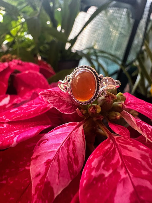 Carnelian Sterling Silver Ring Size 9