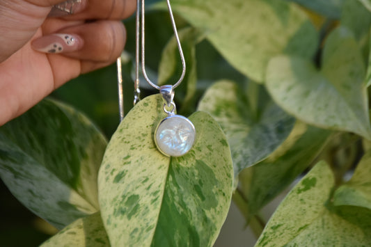 Moonstone Face Sterling Silver Necklace